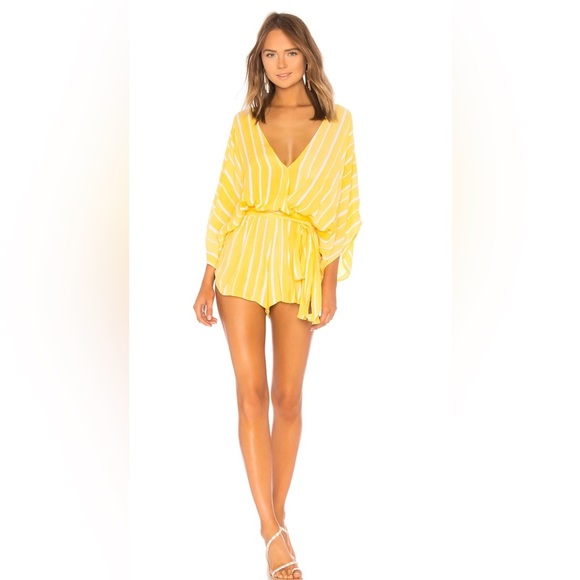 REVOLVE Indah Sunday Kimono Romper in Bee Stripe size S/M - Picture 1 of 12